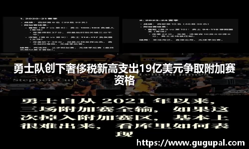 勇士队创下奢侈税新高支出19亿美元争取附加赛资格